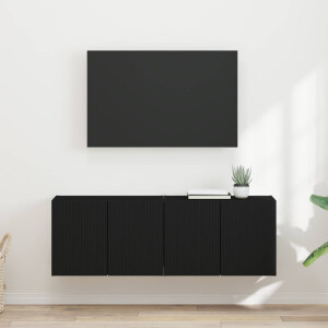 vidaXL TV-wandkast 2 pcs Zwart 59,5 x 31 x 40 cm Bewerkt hout