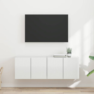 vidaXL TV-wandkast 2 pcs Hoogglans wit 59,5 x 31 x 40 cm Bewerkt hout