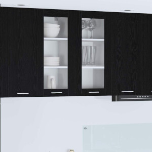 vidaXL Hangkast met opslag Zwart Eiken 40 x 31 x 80 cm Bewerkt hout