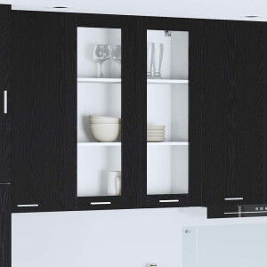vidaXL Hangkast met opslag Zwart Eiken 80 x 31 x 100 cm Bewerkt hout