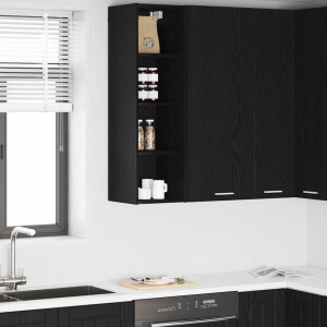 vidaXL Hangkast met opslag Zwart Eiken 30 x 29,5 x 100 cm Bewerkt hout