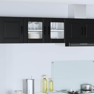 vidaXL Wand Glas Kasten PORTO Zwart 80 x 31 x 40 cm Bewerkt hout
