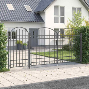 vidaXL Tuinhekgate met gebogen top Assen Grijs 400 x 125 cm Staal