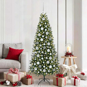 vidaXL Kerstbal Set met 300 LED 120 pcs Zilver Kunststof