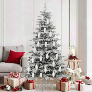 vidaXL Kerstdennenappeltje 40 pcs Zilver Kunststof