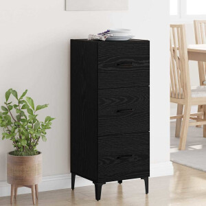 vidaXL Dressoir met lade Zwart Eiken 34,5 x 34 x 90 cm Bewerkt hout