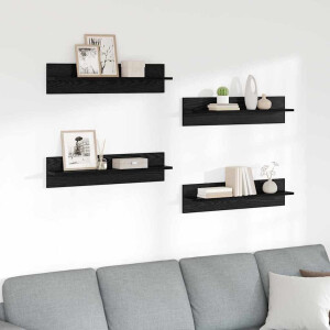 vidaXL Wandplanken 4 pcs Zwart Eiken 80 x 11,5 x 18 cm Bewerkt hout