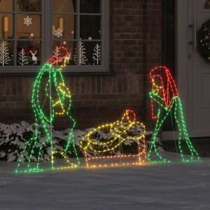 vidaXL Verlichte Kerstscene met 550 LED Multikleur 112 x 71,5 cm PVC
