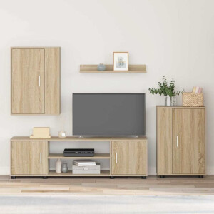 vidaXL 4 Delige TV Kast Set met plank 4 pcs Sonoma eiken Bewerkt hout