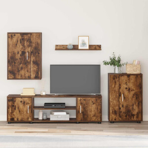 vidaXL Tv-meubelset Wandgemonteerd 4 pcs Gerookt Eiken Bewerkt hout