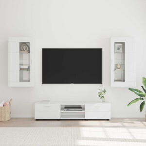 vidaXL Tv-meubelset met lade FLORIN 3 pcs Hoogglans wit Bewerkt hout