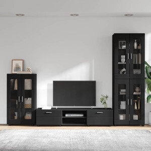 vidaXL Tv-meubelset met lade met plank FLORIN 3 pcs Zwart Bewerkt hout