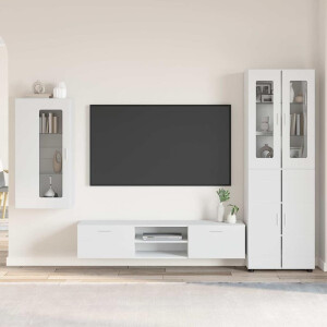 vidaXL Tv-meubelset met lade met plank FLORIN 3 pcs Wit Bewerkt hout