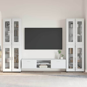 vidaXL Tv-meubelset met lade FLORIN 3 pcs Hoogglans wit Bewerkt hout