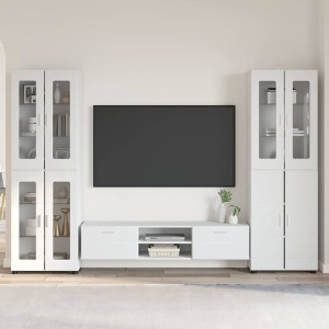 vidaXL Tv-meubelset met lade FLORIN 3 pcs Hoogglans wit Bewerkt hout