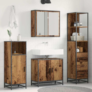 vidaXL Badkamermeubelset met lade 3 pcs Oud Hout Bewerkt hout