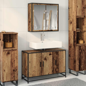 vidaXL Badkamermeubelset met plank 2 pcs Oud Hout Bewerkt hout