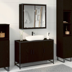 vidaXL Badkamermeubelset met opslag 2 pcs Zwart eiken 90 x 33 x 60 cm