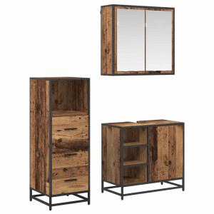 vidaXL Badkamermeubelset met lade 3 pcs Oud Hout Bewerkt hout