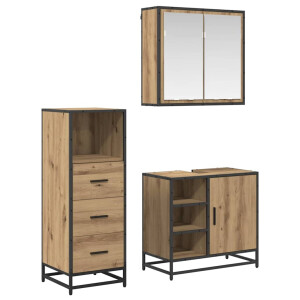 vidaXL Badkamermeubelset met lade 3 pcs Artisan Eiken Bewerkt hout