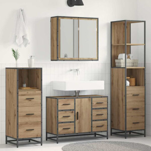 vidaXL Badkamermeubelset met lade 3 pcs Artisan Eiken Bewerkt hout