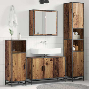 vidaXL Badkamermeubelset met plank 3 pcs Oud Hout Bewerkt hout