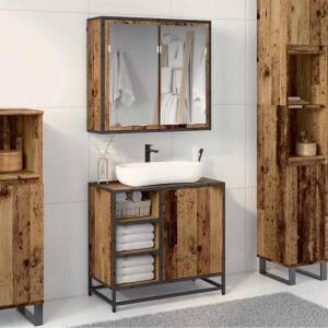 vidaXL Badkamermeubelset 2 pcs Oud hout 65 x 33 x 60 cm Bewerkt hout