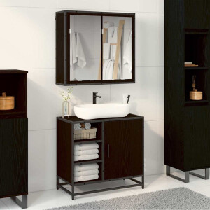 vidaXL Badkamermeubelset met opslag 2 pcs Zwart eiken 65 x 33 x 60 cm