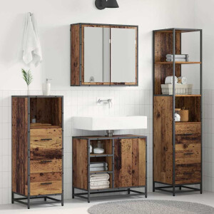 vidaXL Badkamermeubelset met lade 3 pcs Oud Hout Bewerkt hout
