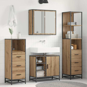 vidaXL Badkamermeubelset met lade 3 pcs Artisan Eiken Bewerkt hout