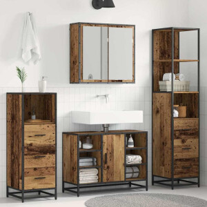 vidaXL Badkamermeubelset met lade 3 pcs Oud Hout Bewerkt hout