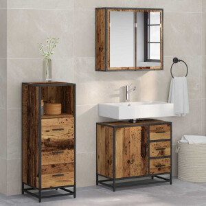 vidaXL Badkamermeubelset met lade 3 pcs Oud Hout Bewerkt hout