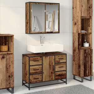vidaXL Badkamermeubelset met lade 2 pcs Oud Hout Bewerkt hout