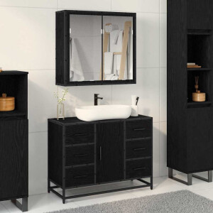 vidaXL Badkamermeubelset met lade 2 pcs Zwart eiken 80 x 33 x 60 cm