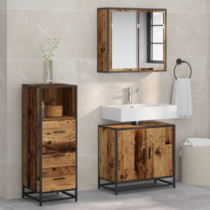 vidaXL Badkamermeubelset met lade 3 pcs Oud Hout Bewerkt hout