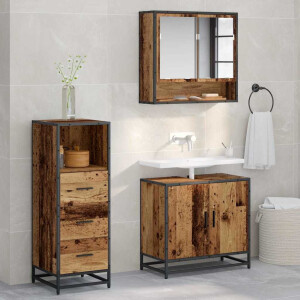 vidaXL Badkamermeubelset 3 pcs Oud hout 65 x 33 x 60 cm Bewerkt hout