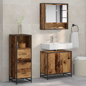 vidaXL Badkamermeubelset met lade 3 pcs Oud Hout Bewerkt hout