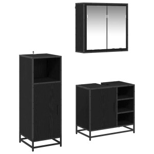 vidaXL Badkamermeubelset met opslag 3 pcs Zwart eiken 65 x 33 x 60 cm