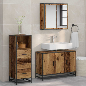 vidaXL Badkamermeubelset met lade 3 pcs Oud Hout Bewerkt hout