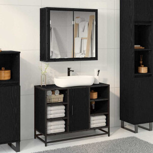 vidaXL Badkamermeubelset met opslag 2 pcs Zwart eiken 80 x 33 x 60 cm