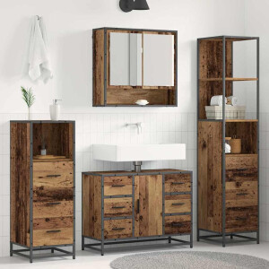 vidaXL Badkamermeubelset met lade 4 pcs Oud Hout Bewerkt hout