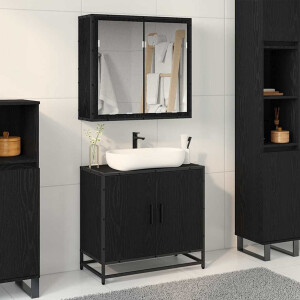 vidaXL Badkamermeubelset met opslag 2 pcs Zwart eiken 65 x 33 x 60 cm
