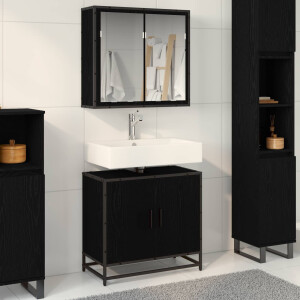 vidaXL Badkamermeubelset met plank 2 pcs Zwart Eiken Bewerkt hout