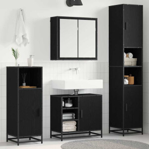 vidaXL Badkamermeubelset met plank 4 pcs Zwart Eiken Bewerkt hout