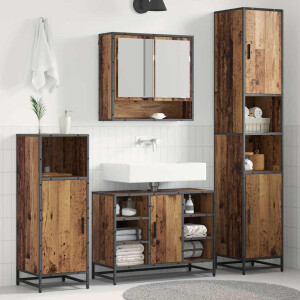 vidaXL Badkamermeubelset met plank 3 pcs Oud Hout Bewerkt hout