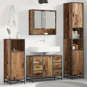 vidaXL Badkamermeubelset met lade 3 pcs Oud Hout Bewerkt hout