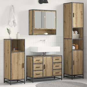 vidaXL Badkamermeubelset met lade 3 pcs Artisan Eiken Bewerkt hout