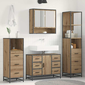vidaXL Badkamermeubelset met lade 3 pcs Artisan Eiken Bewerkt hout