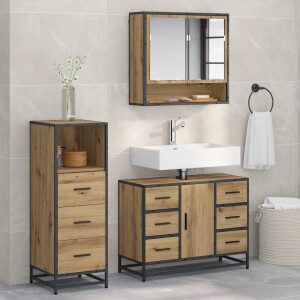 vidaXL Badkamermeubelset met lade 3 pcs Artisan Eiken Bewerkt hout