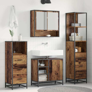 vidaXL Badkamermeubelset met lade 3 pcs Oud Hout Bewerkt hout